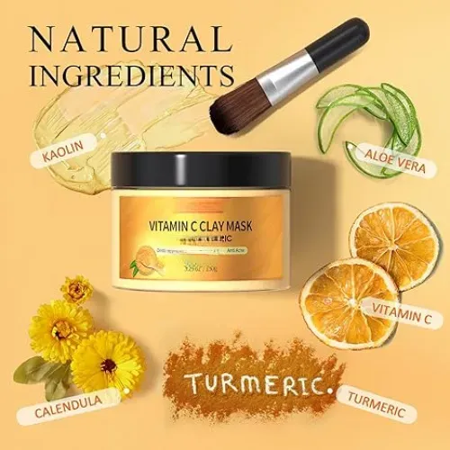 Máscara De Arcilla De Cúrcuma Y Vitamina C Con Limpieza Pro