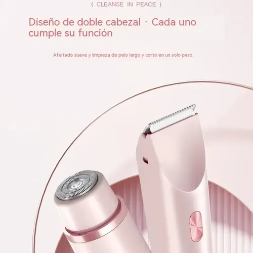 Depiladora Rasuradora Mujer Eléctrica Doble Cabeza2in1 Rosa