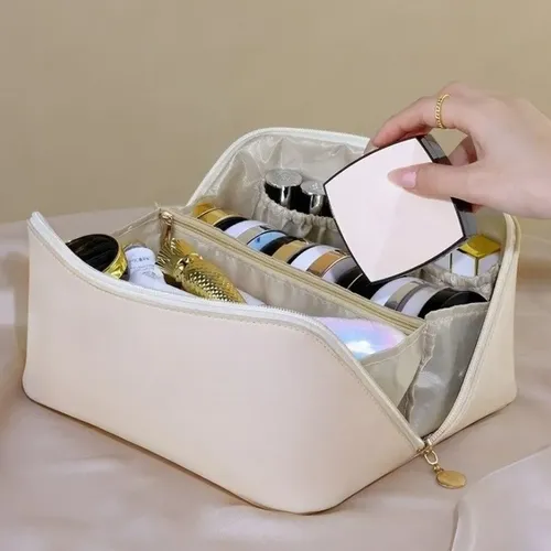 Bolsa De Viaje Y Maquillaje De Piel Sintética De 1 Pieza Con
