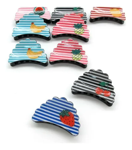 Broches Para Pelo Infantil Pack X 12 Unidades Frutas
