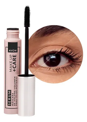 Máscara volumétrica Tratamake Avon Makeup+Care para pestañas, color negro