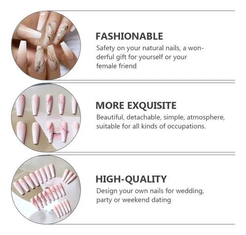 24 Uñas Postizas Decorativas Para Mujer