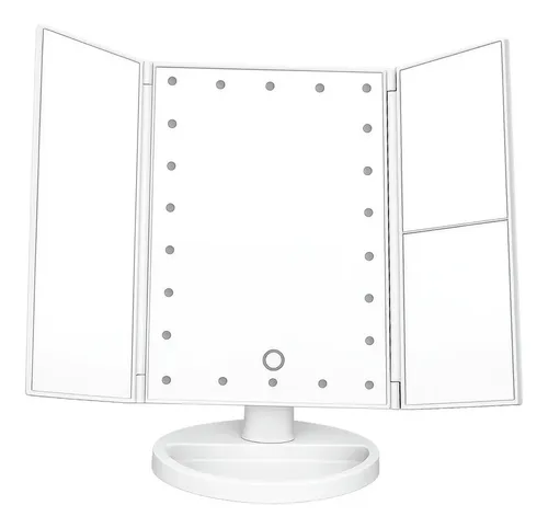 Espejo Maquillaje 22 Led 3 Aumentos Luz Blanca LIBERCAM ESP-50 Usb Bateria Color Blanco