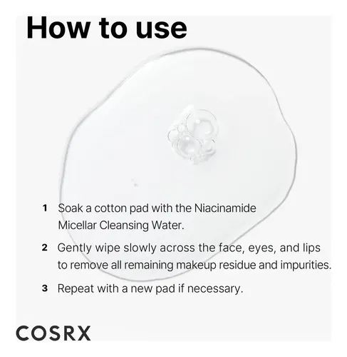 * Agua Limpiadora Micelar Cosrex De Bajo Ph Con Niacinamida
