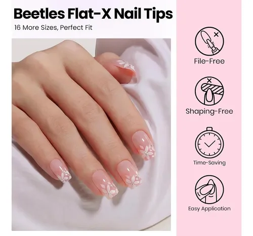 Kit De Uñas En Gel Beetles Flat-x 320pims 16 Tallas
