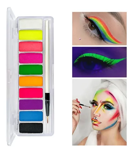 Su Face Body Paint Glow In The Dark Palette Con Color Negro