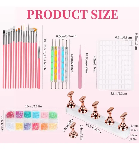 Kit Profesional De Uñas 25 Piezas Con Pinceles Y Accesorios