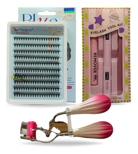 Kit Pestañas Postizas Lash 30p Adhesivo Removedor Arqueador