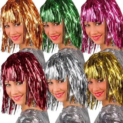 20 Pelucas Metalizadas Varios Colores Cotillón Carioca