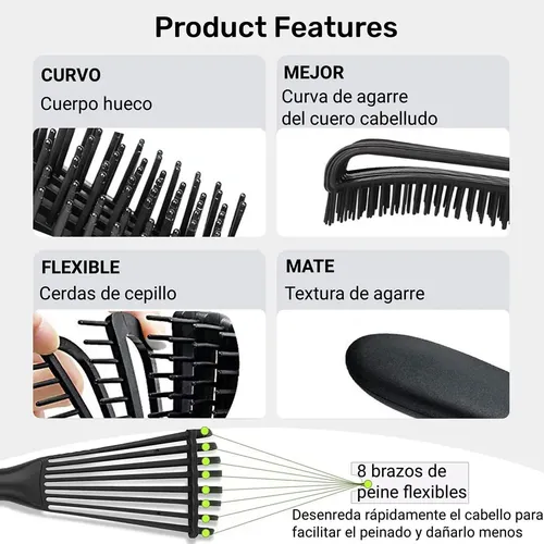 Peine De Masaje De Pulpo Adecuado Para Cabello Rizado 8pcs