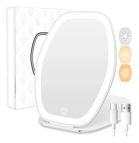 Espejo De Maquillaje Cosyglow De Viaje Con Luz Led De 3 Colo