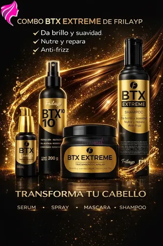 Frilayp Btx Extreme 4 Pasos Restauracion – Shampoo X370ml + Pote X240g + Spray X200ml + Serum X30ml – Nutricion Capilar Anti Frizz Reparacion Intensa Brillo Oleo Extraordinario De Botox
