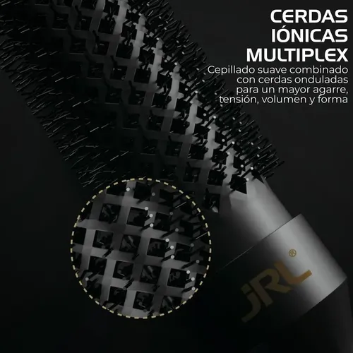 Cepillo Para Cabello Profesional Jrl De Cerdas Mixtas 43mm Color Negro