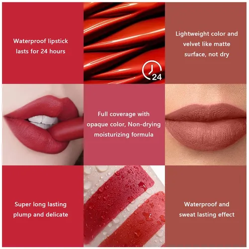 Kit De Labios Mate Con 6 Piezas De Acabado Duradero Yi