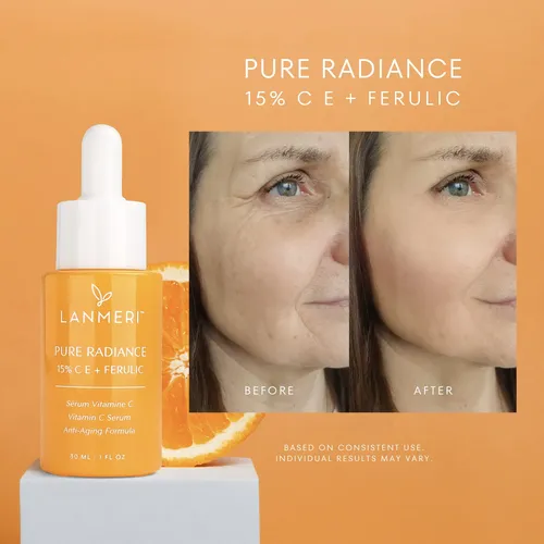 Sérum Ferúlico Lanmeri Con Vitamina C + E +, 15%, 1 Onza Líq Día/noche