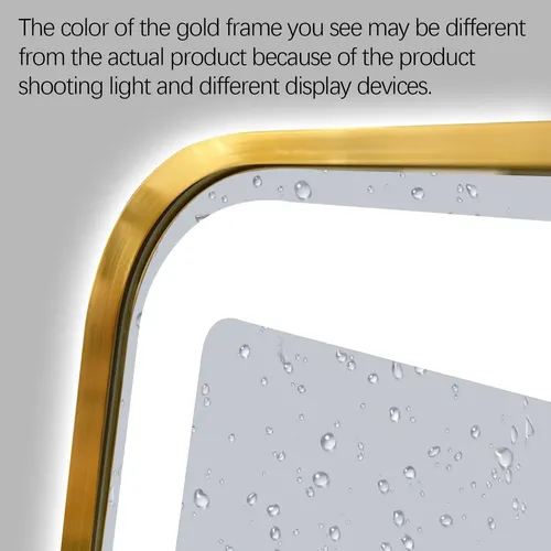 Espejo LED Rectangular Niccy para Baño con Antivaho y Marco Dorado