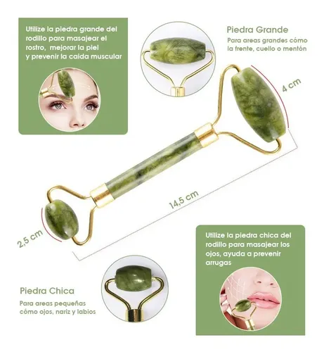 Masajeador Facial De Jade Rodillo Doble Duga D540