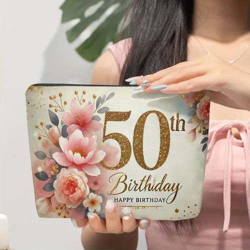 Bolsa De Maquillaje De Lino Para Celebración De Cumpleaños,  Bb335