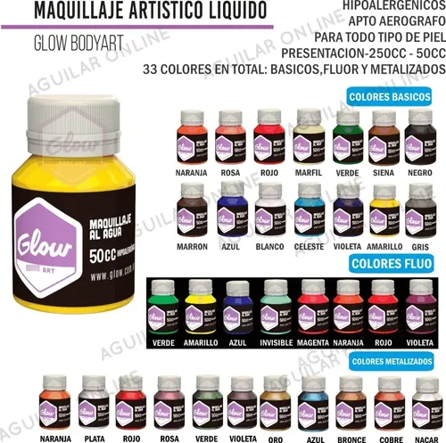 Kit 19 Maquillaje Glow Glitter Stras Gel Pincel Stencil