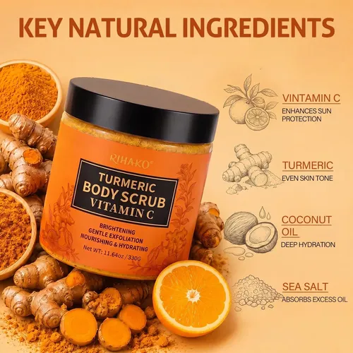 Exfoliante Corporal Rihako 330 G Vitamina C Y Cúrcuma Orgáni