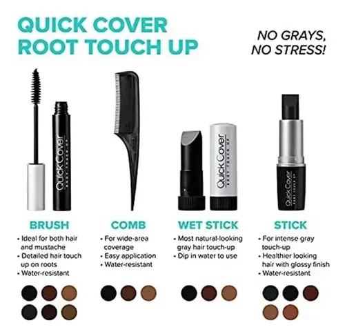Kiss Quick Cover Peine Para Retocar Cabello Gris, Negro (2