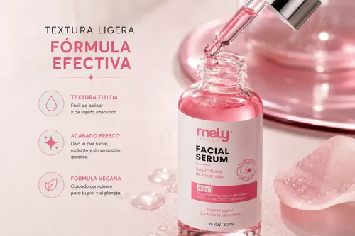 Serum Facial Niacinamida Piel Luminosa 30ml Mely Uso Diario