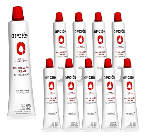 Tintura Crema Profesional Opcion Para Cabello 60g Pack X10 Tono Color a Elección