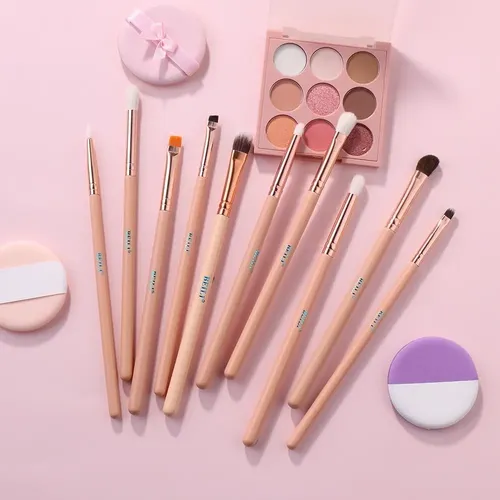 Set 10 Brochas Para Ojos Pelo Mixto Beili