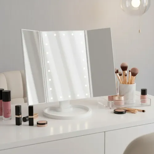 Maquillaje Tríptico Iluminación Led Portátil Base Reforzada