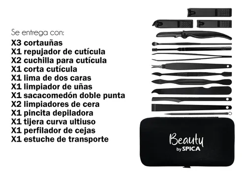 Set Manicura Pedicura Estuche 16 Piezas Corta Uñas Tijera