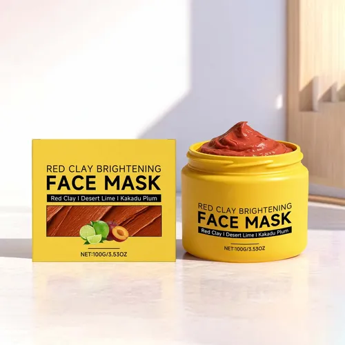 La Máscara Facial Iluminadora De Barro Rojo Mejora La Opacid