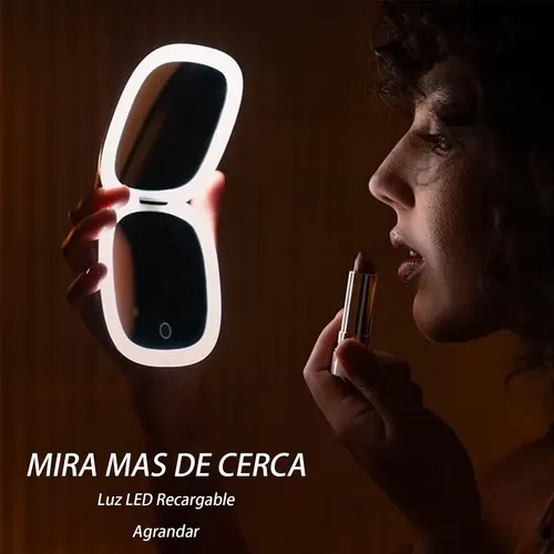 Espejo De Bolsillo Recargable Con Luz Led 1x/10x