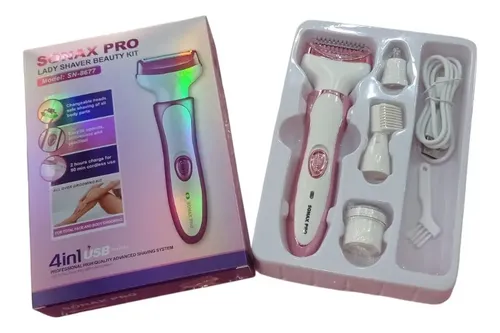 Depiladora Eléctrica Sonax Pro con 4 Cabezales para Rostro y Cuerpo