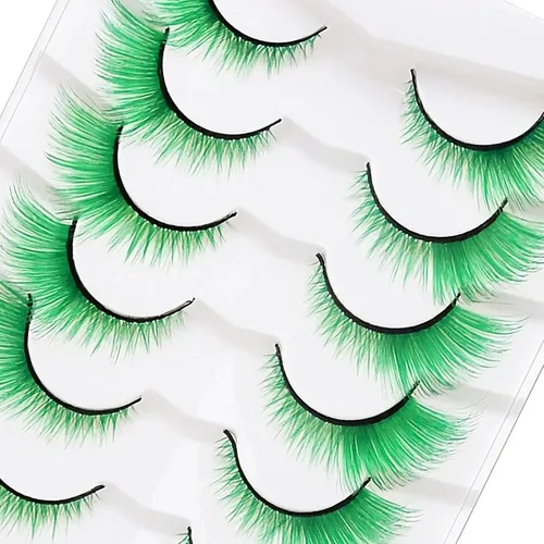 Pestañas Verdes Postizas Felinas Suaves Para Cosplay Y Fies