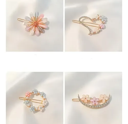 4 Piezas De Horquillas Para El Cabello Con Pétalos De Flores