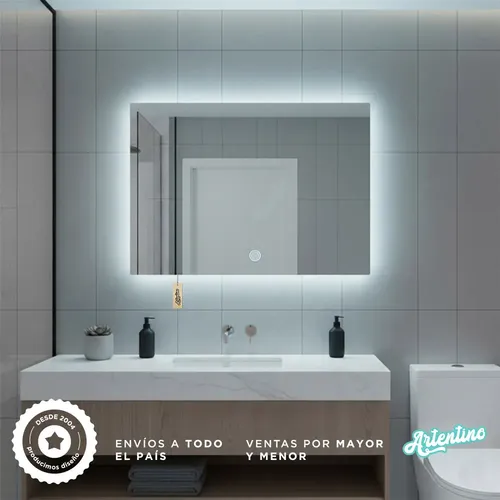 Espejo Led Touch Dimmer Luz Fría Cálida Neutra Rectangular