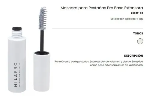Máscara de Pestañas Mila Marzi Pro Base Extensora para Volumen de 12 g