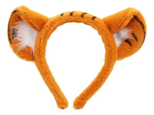 Diadema De Felpa Con Estampado De Animal Y Orejas De Tigre,
