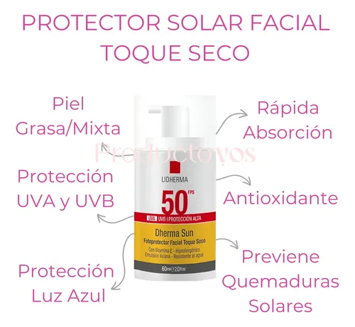 Protector Solar Piel Grasa Mixta Toque Seco Fps 50 Lidherma