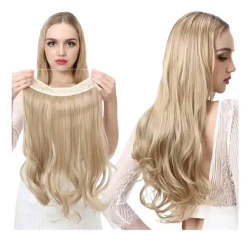 Extensiones Cortina Pelo Vincha Hilo Invisible Largas Rubio.