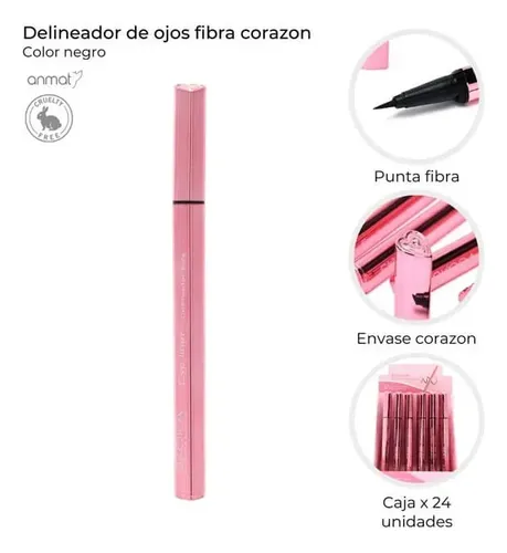 Delineador De Ojos Fibra Skora Corazon Negro Marcador Pincel Negro Mate