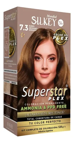 Kit Silkey Superstar Plex Tintura Sin Amoníaco 60g Tono 7.3 Rubio Med. Dorado