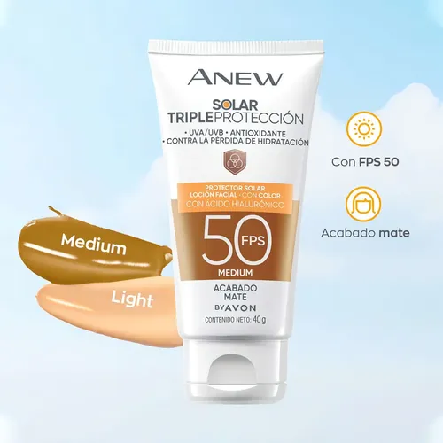 Protector Solar Color Facial Fps 50 Avon Anew Tono Medium
