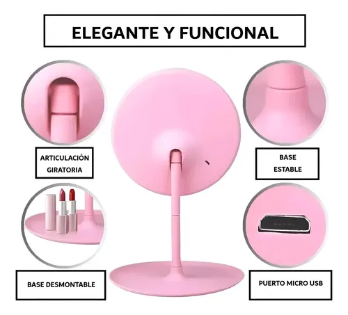 Espejo Maquillaje Con Luz Led Regulable Touch