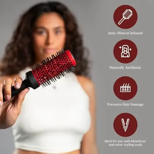 Thesalonguy Cepillo Redondo De Cerámica Con Infusión De De O Rojo.