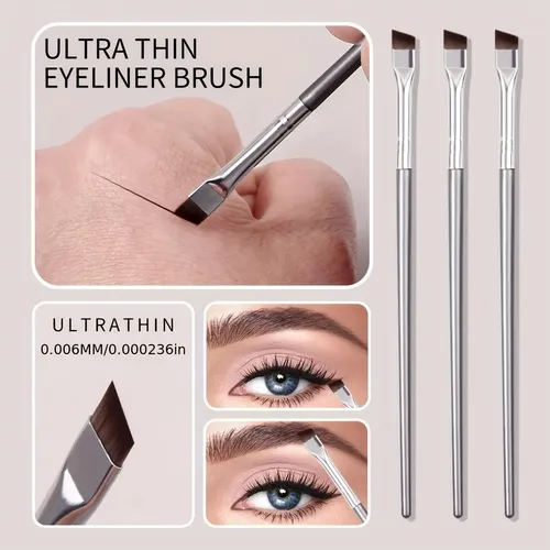 Pinceles Delineador Ultrafino X3 Maquillaje 3 Silver Ultra-fine Makeup Brushes