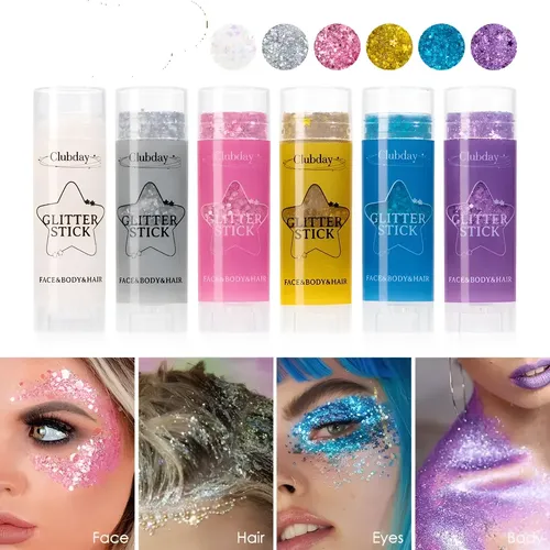 6 Barras De Gel Iluminadoras Con Purpurina Para Rostro, Vell