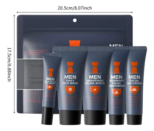 /set De 5 Piezas Para Hombre, Exfoliante, Limpiador Y Crema