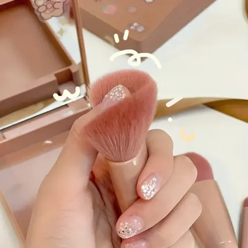 Set 5 Brochas Maquillaje Mini Con Espejo Y Estuche Portátil