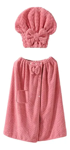 (1 Juego) Vestido De Tubo Rosa Y Gorro De Ducha, 80 X 160 Cm